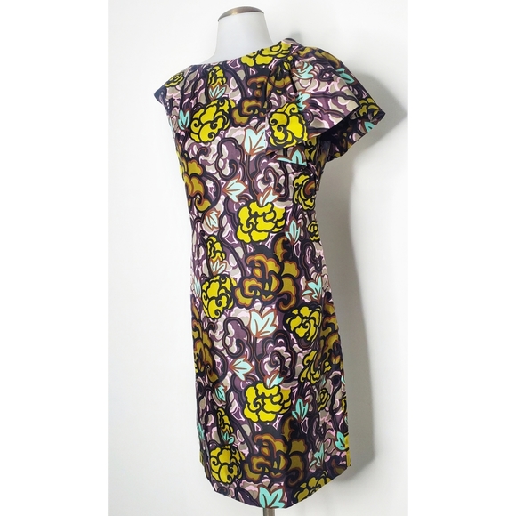 Milly | 100% Silk Gallerina Floral Print Ruffled Sleeve Asymmetrical Mini Dress - Picture 1 of 9